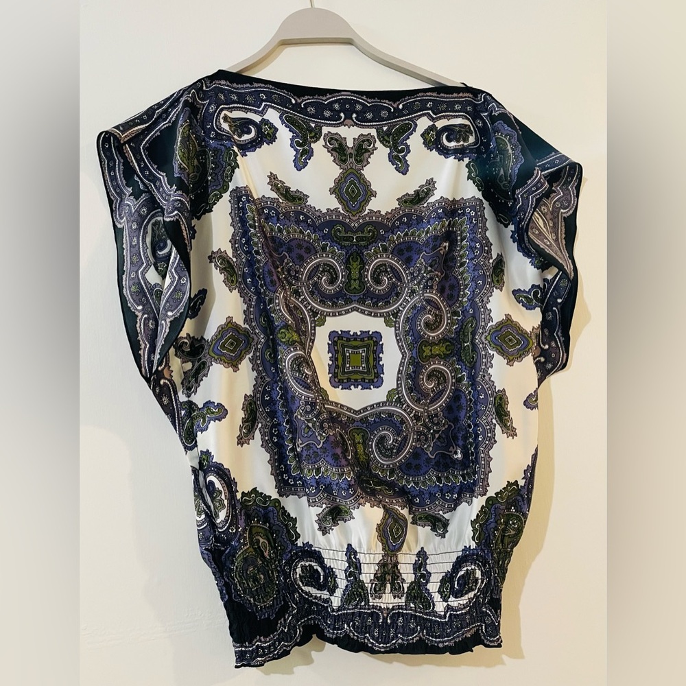 Heart Soul Paisley, Cap Sleeve, Smocked Waist Top